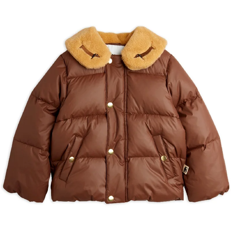 Fashion Must-have Fashionable And Versatile Mini Rodini Brown DAnd Emb Puffer Jacket