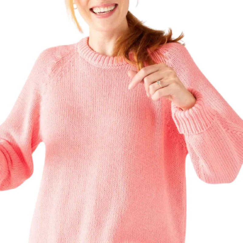 Noble Temperament Amalfi Crewneck Sweater In Peach