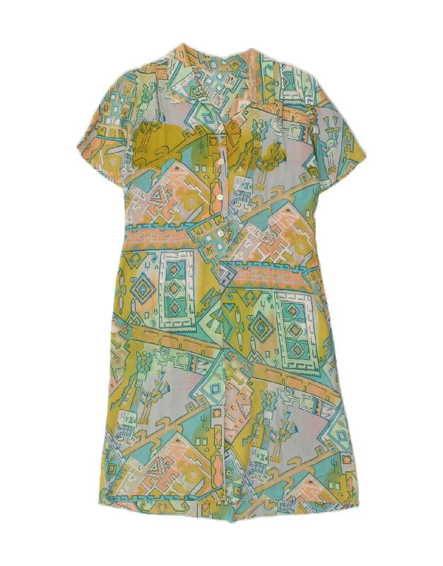 Basic Version High-quality Fabrics VINTAGE Womens Shirt Dress UK 12 Medium Green Geometric Basic Version High-quality Fabrics VINTAGE Womens Shirt Dress UK 12 Medium Green Geometric