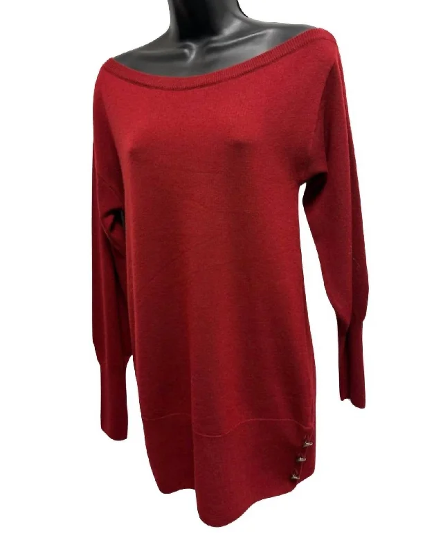 Versatile Items Unique Design Kortney Sweater Top In Merlot