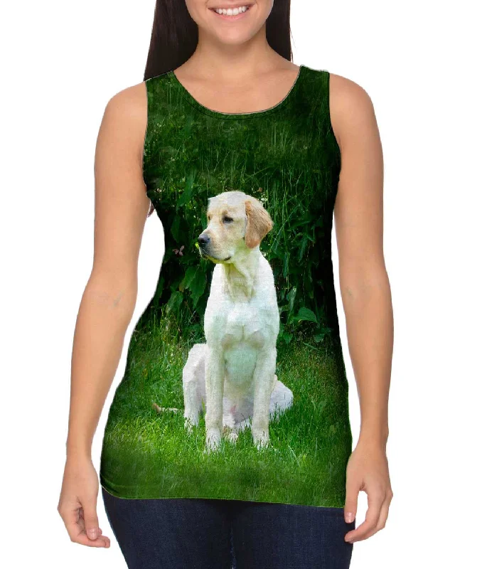 New Season Series Exquisite Embroidery Golden Lab In Garden