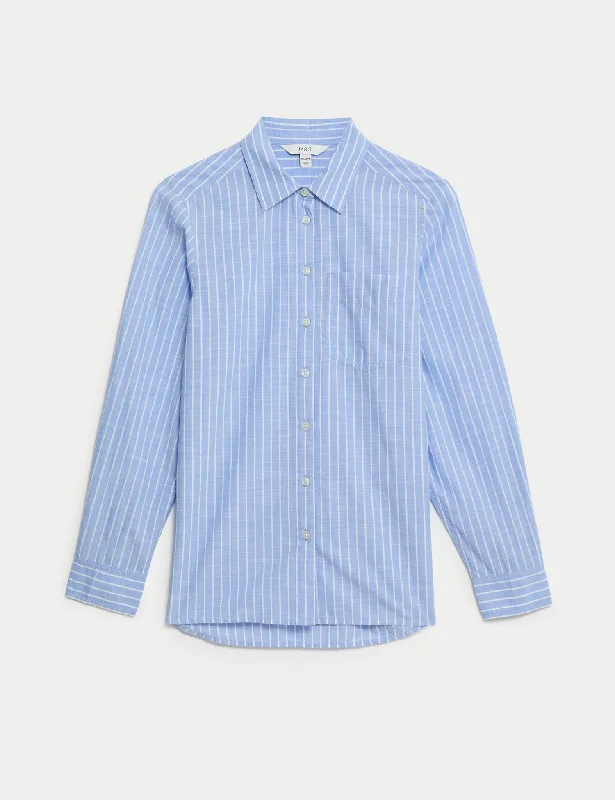 Practical Style Light And Breathable Pure Cotton Striped Shirt