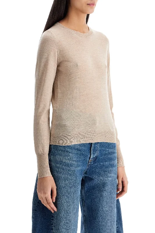 Fashionable Inner Wear High-end Design Golden Goose Light Beige Merino Wool Women's Crew Neck Sweater
