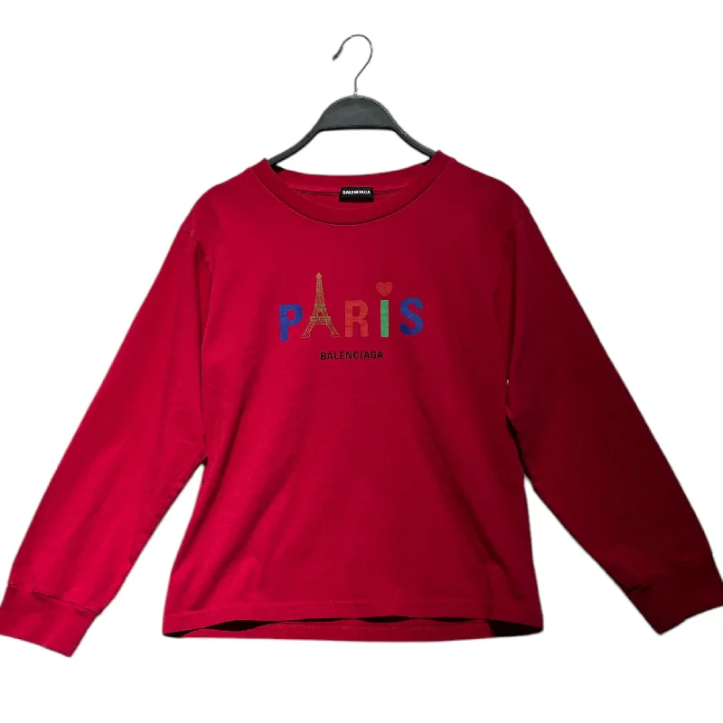 Exclusive Customization Luxury And Elegant BALENCIAGA/LS T-Shirt/10/Cotton/RED/Balenciaga Paris Spell Out LS Exclusive Customization Luxury And Elegant BALENCIAGA/LS T-Shirt/10/Cotton/RED/Balenciaga Paris Spell Out LS