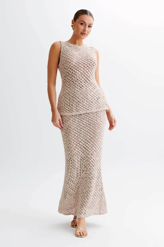 Exquisite Craftsmanship Carefree Guiliana Knit Maxi Skirt - Tawny Grey