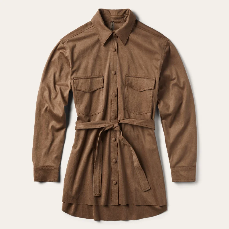 Trendy And Casual European And American Style Khaki Suede Western Shirt