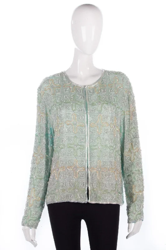 New Autumn And Winter Styles Lazy Home Heavily beaded green jacket size 14/16