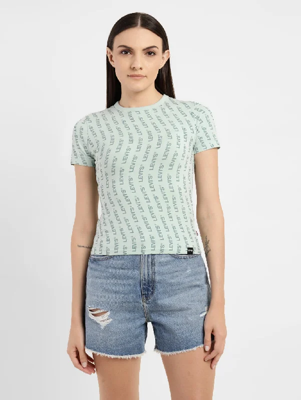 Soft And Comfortable Warm Atmosphere Women's Brand Logo Slim Fit T-shirt