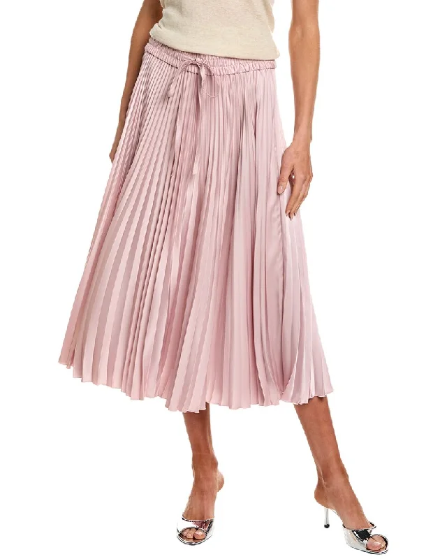 Goddess Style Carefree RED Valentino Pleated Satin Maxi Skirt