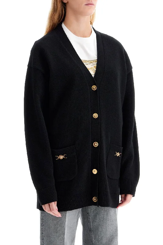 High-end Fashion Short Design Versace Boxy Wool And Cashmere Cardigan