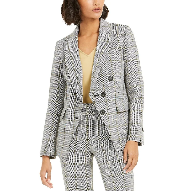 Soft And Comfortable Spring Fashion Bar III Women's Faux-Double-Breasted Plaid Blazer Black Size 4 Soft And Comfortable Spring Fashion Bar III Women's Faux-Double-Breasted Plaid Blazer Black Size 4