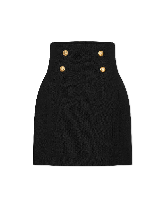 Wandering freely High Waisted 4 Button Wool Mini Skirt