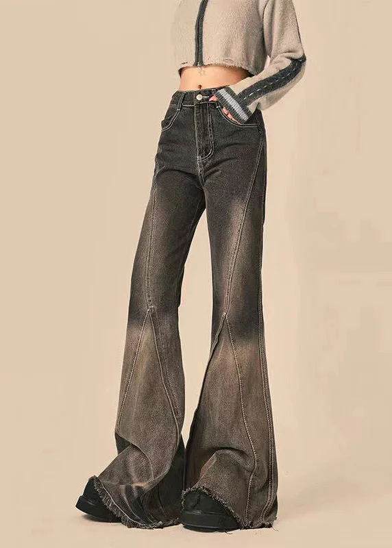Editorial Design Classic Retro Stylish Design Gradient Color Denim High Waisted Flare Bottoms Spring