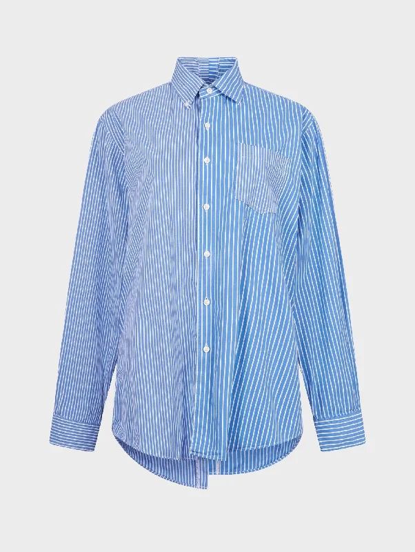 Fashion Innovation Retro Fashion Solid Blue Stripe Diana Shirt