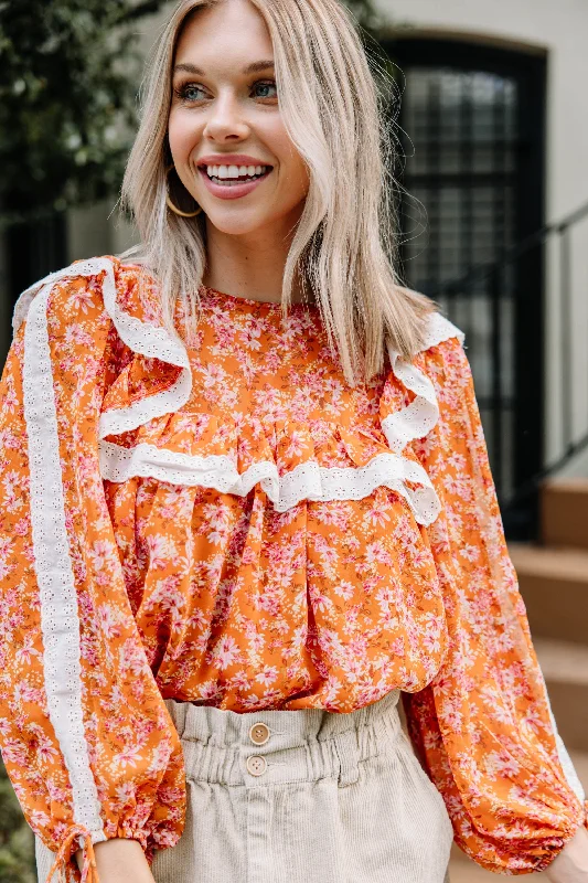 Street Cool Short Design This One's For You Orange Floral Blouse