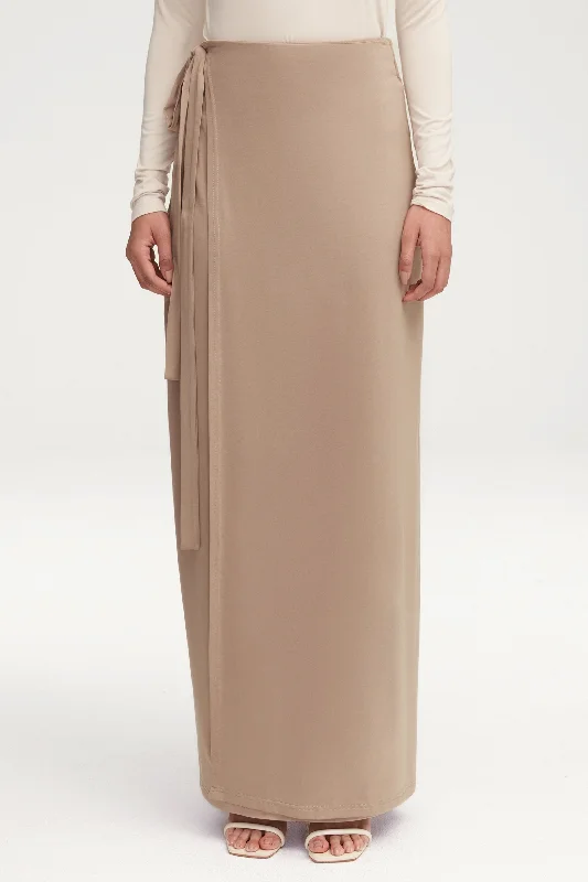 Sports Fitness Wear Talia Jersey Wrap Maxi Skirt - Taupe