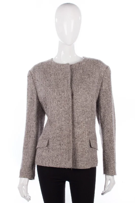 Youthful Vitality Advanced Customization Jaeger Round Neck Jacket Wool/Silk Mix Grey Size 16