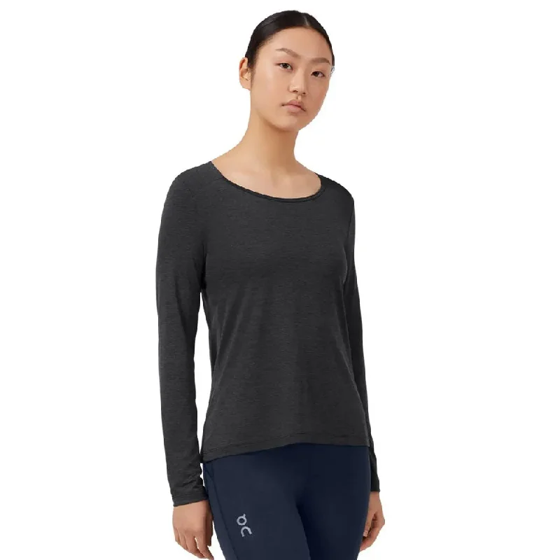 Elegant Design Simple Solid Color On Women's Performance Long T-Shirt - Black