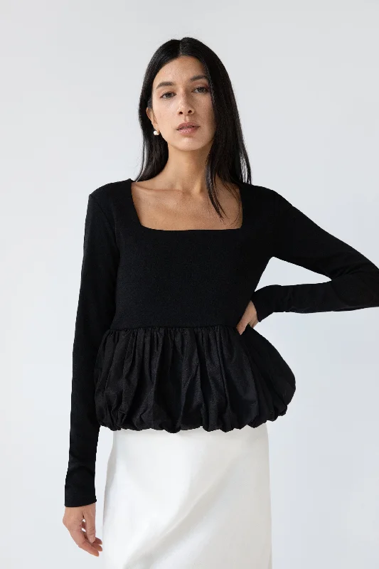 Fashionable and casual BUBBLE HEM TOP