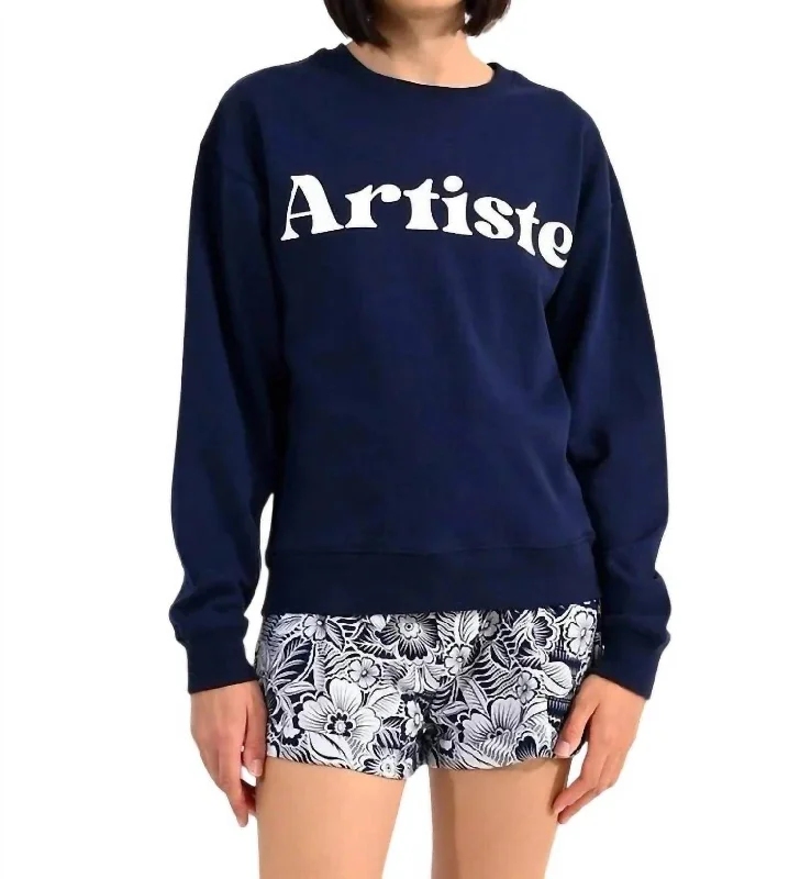 Personalized Design Elegant Tailoring Artiste Sweatshirt In Navy Blue