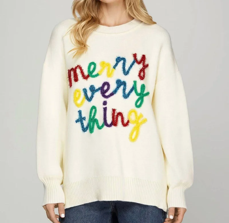 Comfortable Series Fresh And Natural Merry Everything Sweater In White