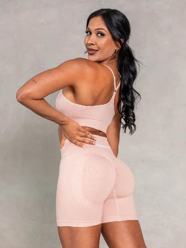 High Street Style Simple Style Lift BBL Scrunch Seamless Shorts - Biscotti