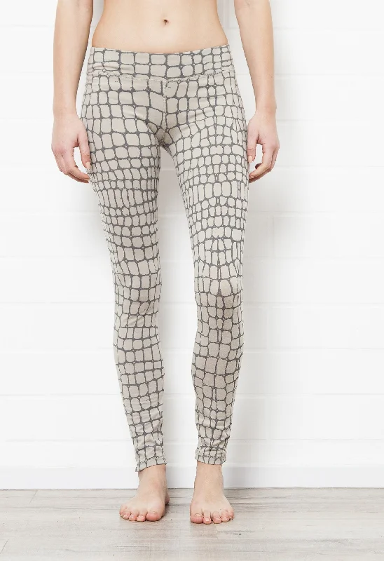 Retro Design New Season Series Crocodile Leggings - Cream Grey