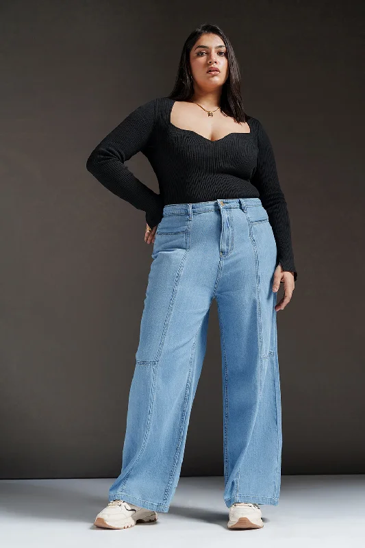 Urban Style Stunning Fashion Cool Current Constructed Curve Denim Korean Pants