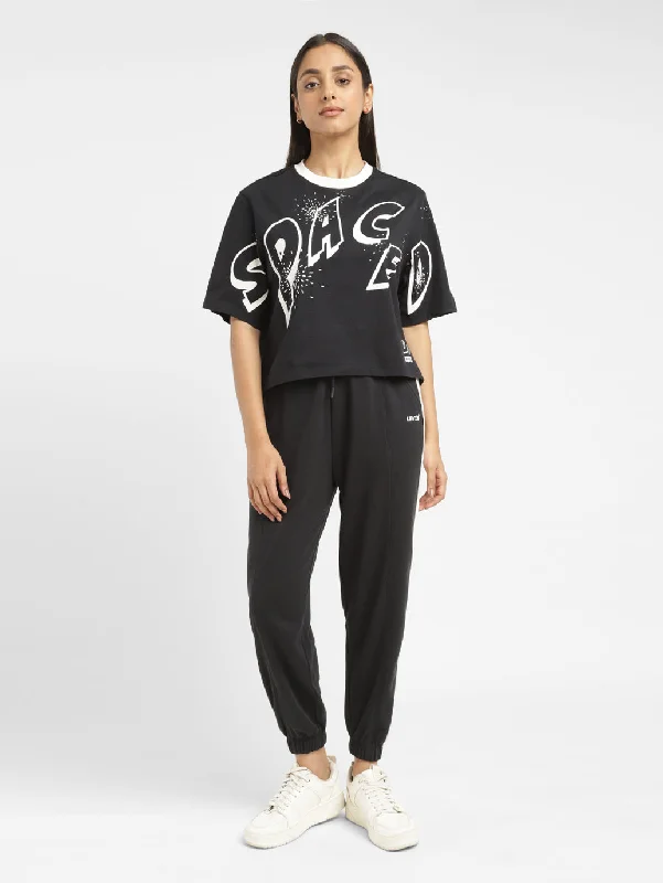 Luxury Style Spring Fashion Women's Typographic Print Boxy T-Shirt
