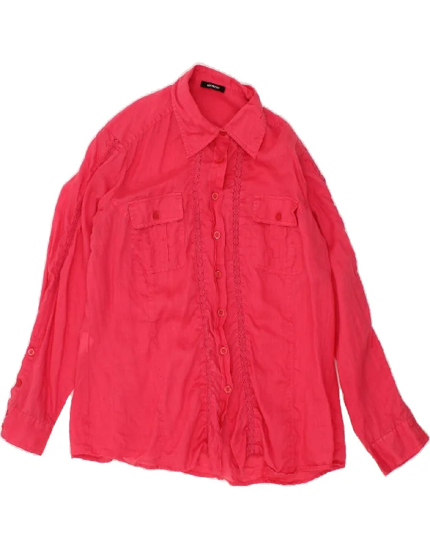 Comfortable Mind Luxury And Elegant ELENA MIRO Womens Shirt UK 16 Large  Pink Linen