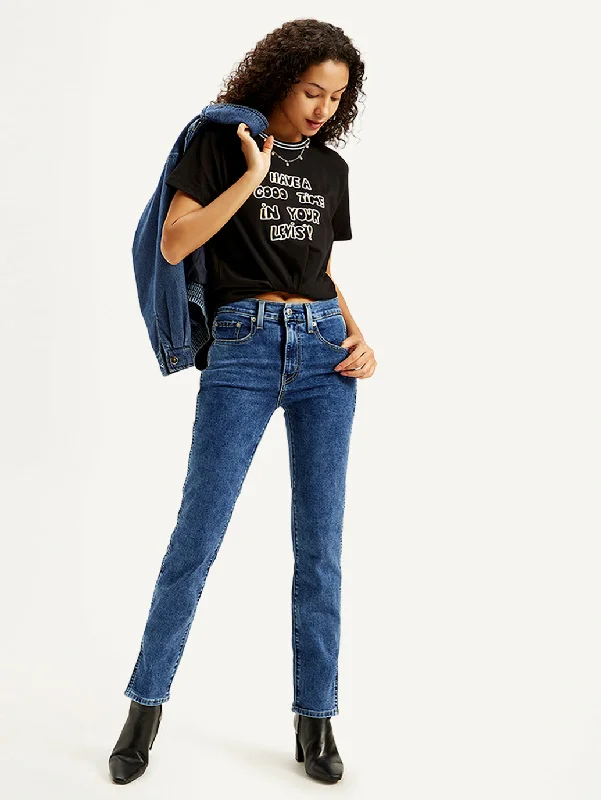 Comfortable and simple Women's High Rise 724 Slim Fit Blue Jeans