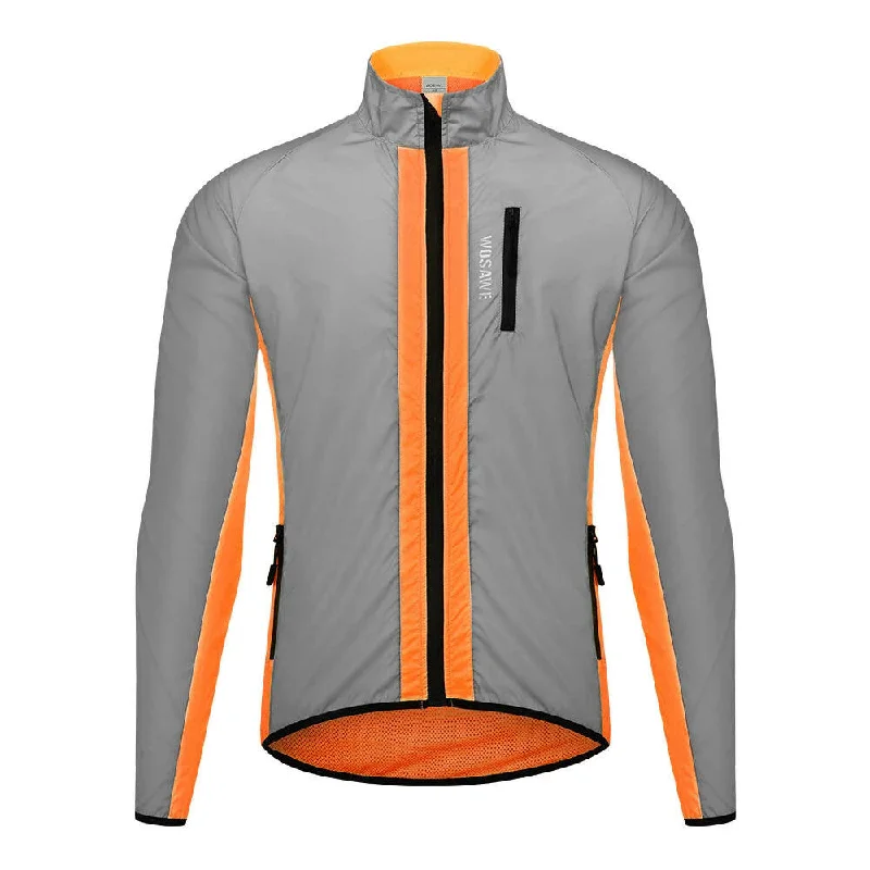 Sports litigation style Ultralight Reflective Men Cycling Jacket Waterproof Riding Running Windbreaker Mix Of Fluorescent Coloured Silver Panels