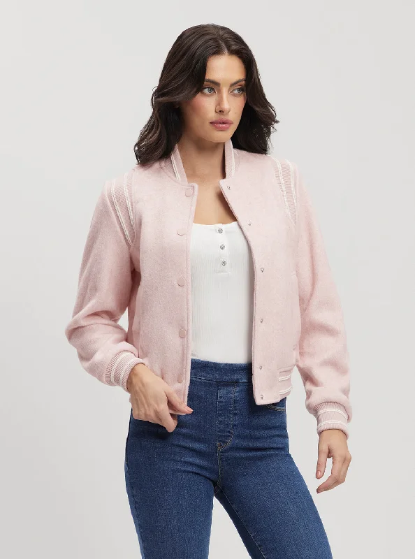 Fashion Design French Style Eco Pink Gloria Logo Bomber Jacket