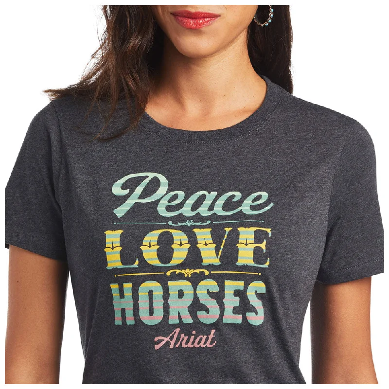 Minimal Classic Versatile Items Ariat Women's Peace Love Horses Tshirt