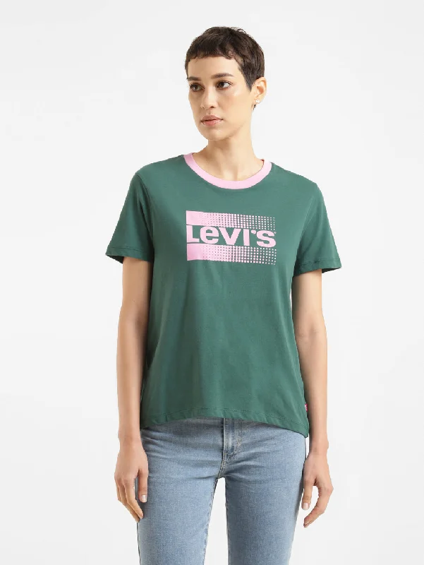 Modern Tailoring Fashionable Items Women's Brand Logo Crew Neck T-shirt