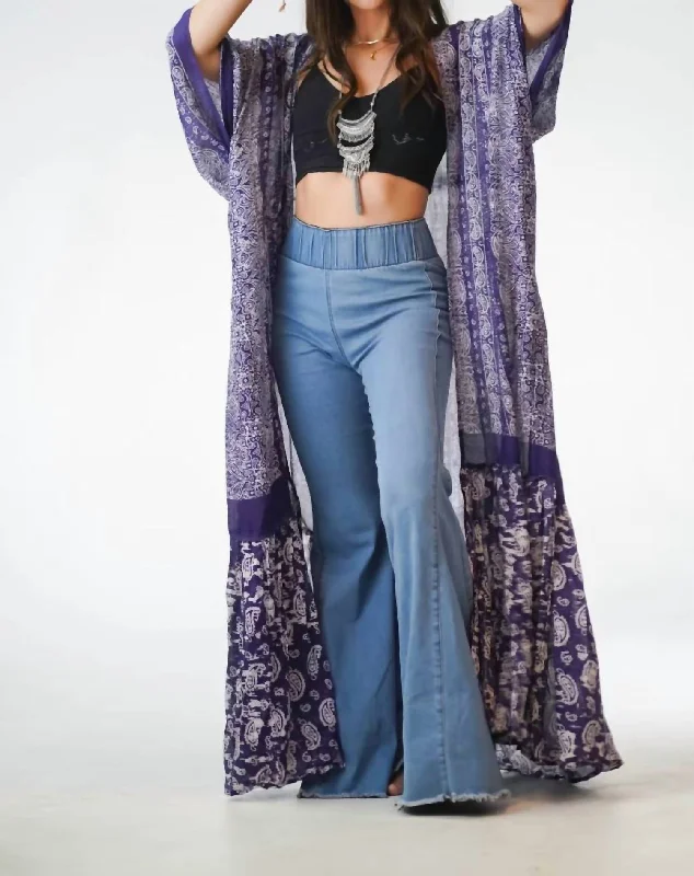 Soft And Comfortable Elegant Design Ada Duster Kimono In Purple