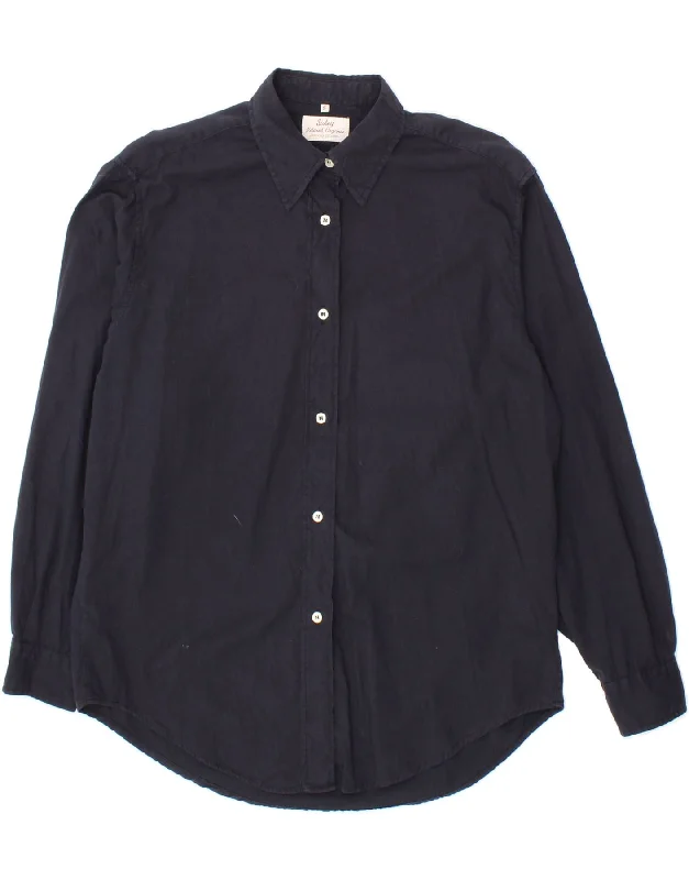 Must-have For Autumn And Winter Modern City SISLEY Womens Shirt IT 44 Medium Navy Blue Cotton