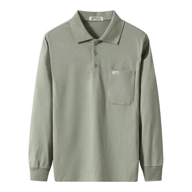 Comfortable Fashion Celebrity Style Men Long Sleeved Polo Shirt Cotton