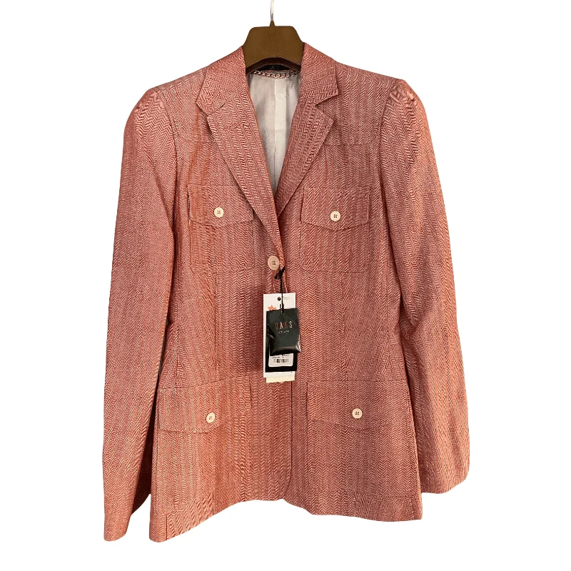 Sports And Leisure Celebrity Must-have Daks "Jane" Jacket Red Wooland Linen Mix Jacket Red Herringbone UK Size 10 BNWT