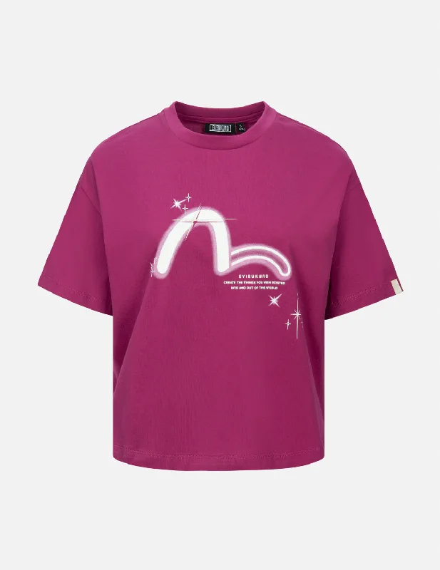 Sports Cool Seagull and Galaxy Print Drop Shoulder T-Shirt