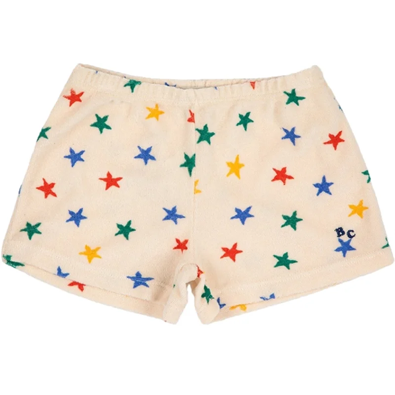 Bright Colors Comfortable Series Bobo Choses White Multicolor Stars Terry Shorts