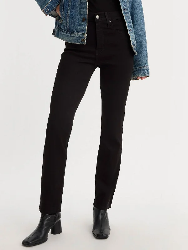 Must-have For Autumn And Winter Casual Style 724 High Rise Straight Soft Black Jeans