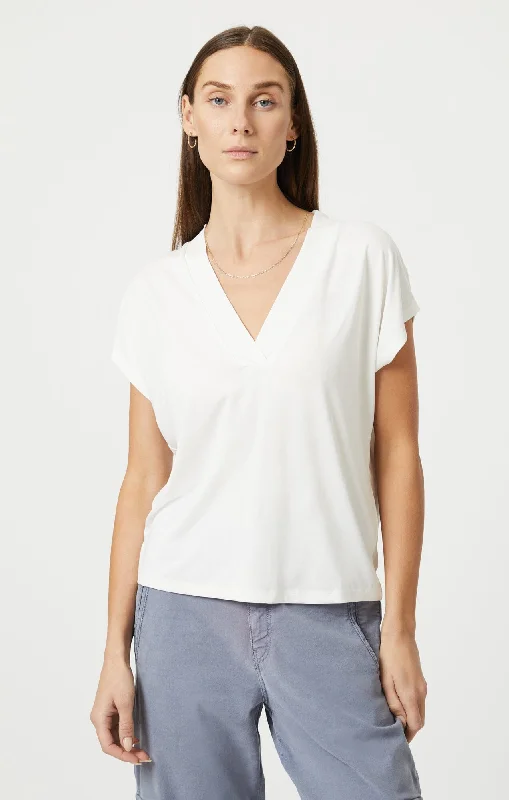 Comfortable Mind End Of The Year V-NECK SHIRT IN ANTIQUE WHITE