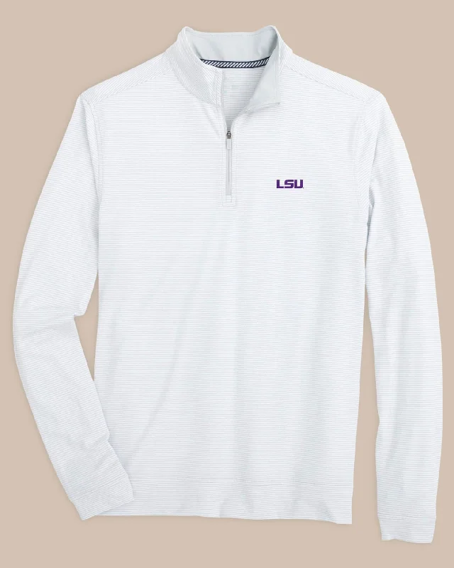 Personalized Wear Exquisite Fabrics LSU Tigers Cruiser Micro-Stripe Heather Quarter Zip
