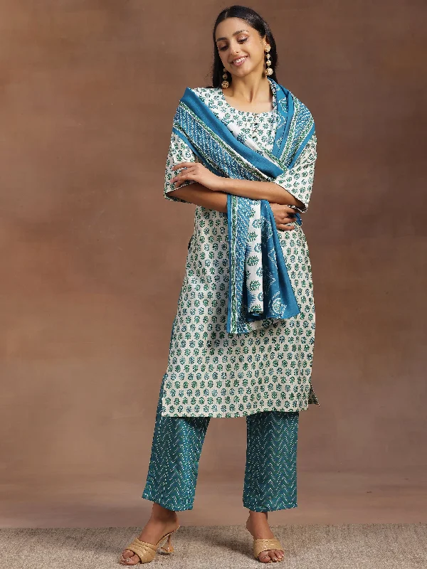 Elegant And Charming Trendy Items Beige Printed Silk Blend Straight Suit With Dupatta Elegant And Charming Trendy Items Beige Printed Silk Blend Straight Suit With Dupatta