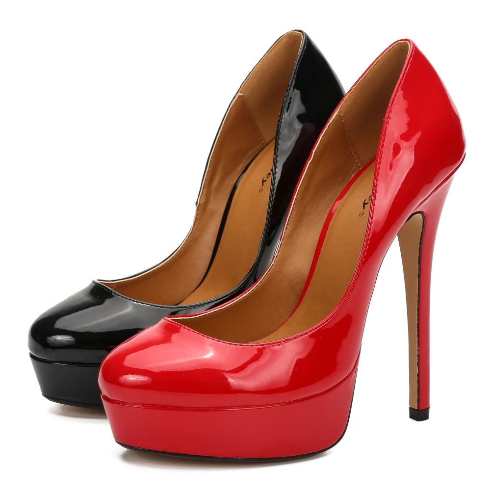 High-end Fashion Fashion Design Party Catwalk Pointed Toe 16cm Stripper Thin Heels Pole Dance Shallow Platform Pumps Big Size Nightclub Red Sexy Fetish Shoes