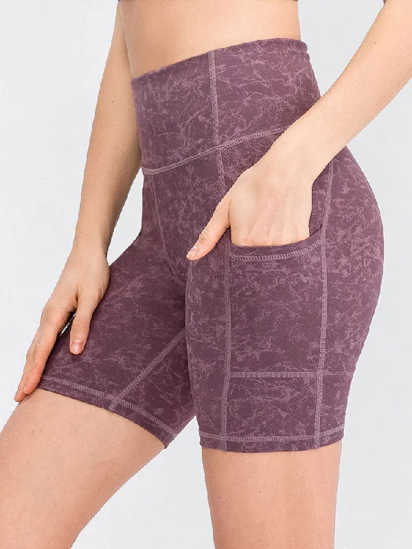 Age-reducing Style Youthful Pocket Stretch Quick-dry Purple Yoga Shorts
