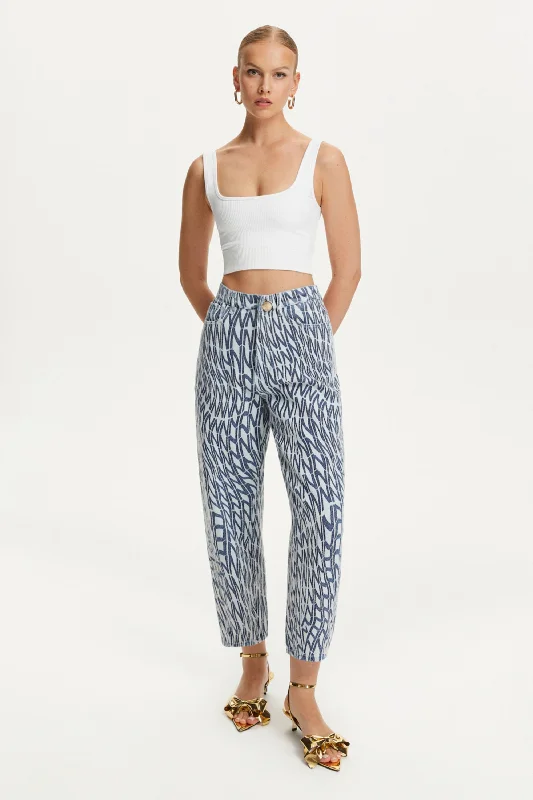 High Street Style Printed Mom Jeans