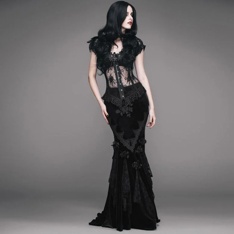 Personalized Design Elegant Tailoring Women's Vintage Goth Skirt With Train