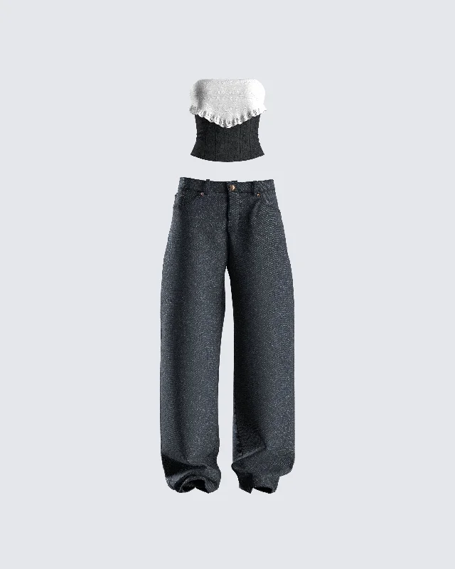 Youthful Vitality European And American Style Padma Denim Set